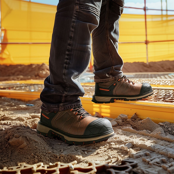 Men's Non-Slip Steel Toe Leather Work Boots - DARK BROWN - 8